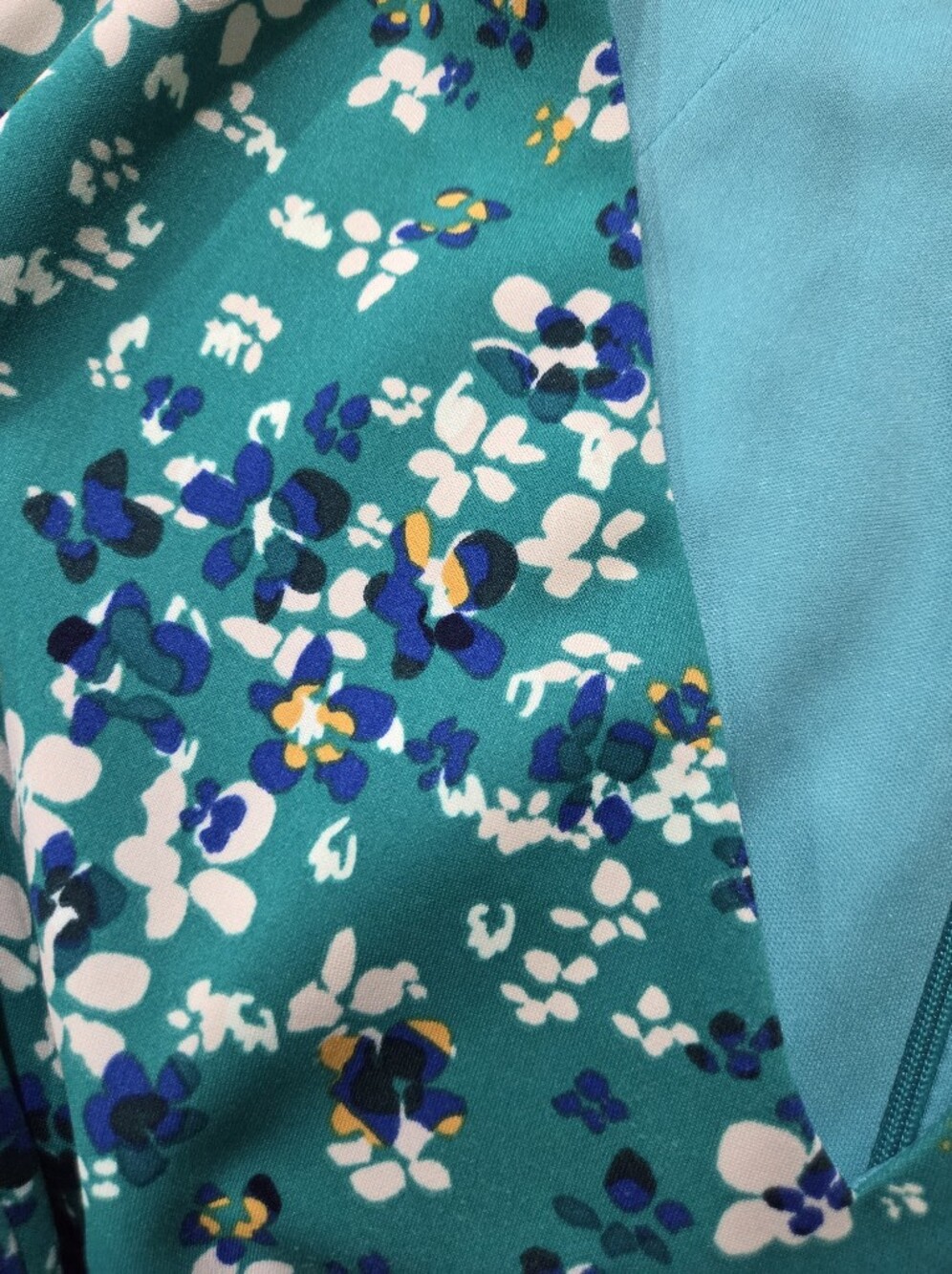 Maggy London Teal Floral V-Neck Midi Dress - Size 16 - Picture 6 of 9